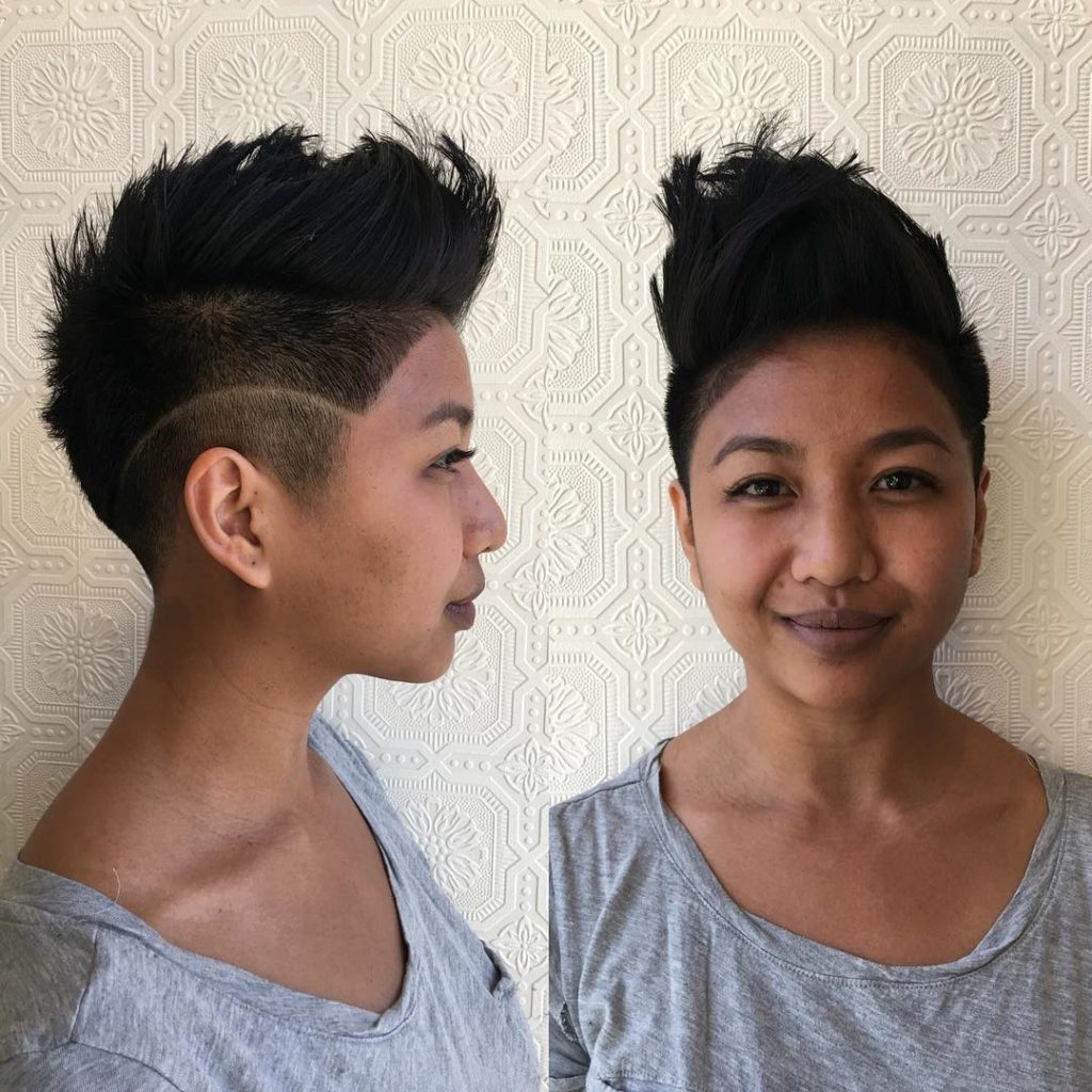 Dark Messy Faux Hawk Undercut Pixie