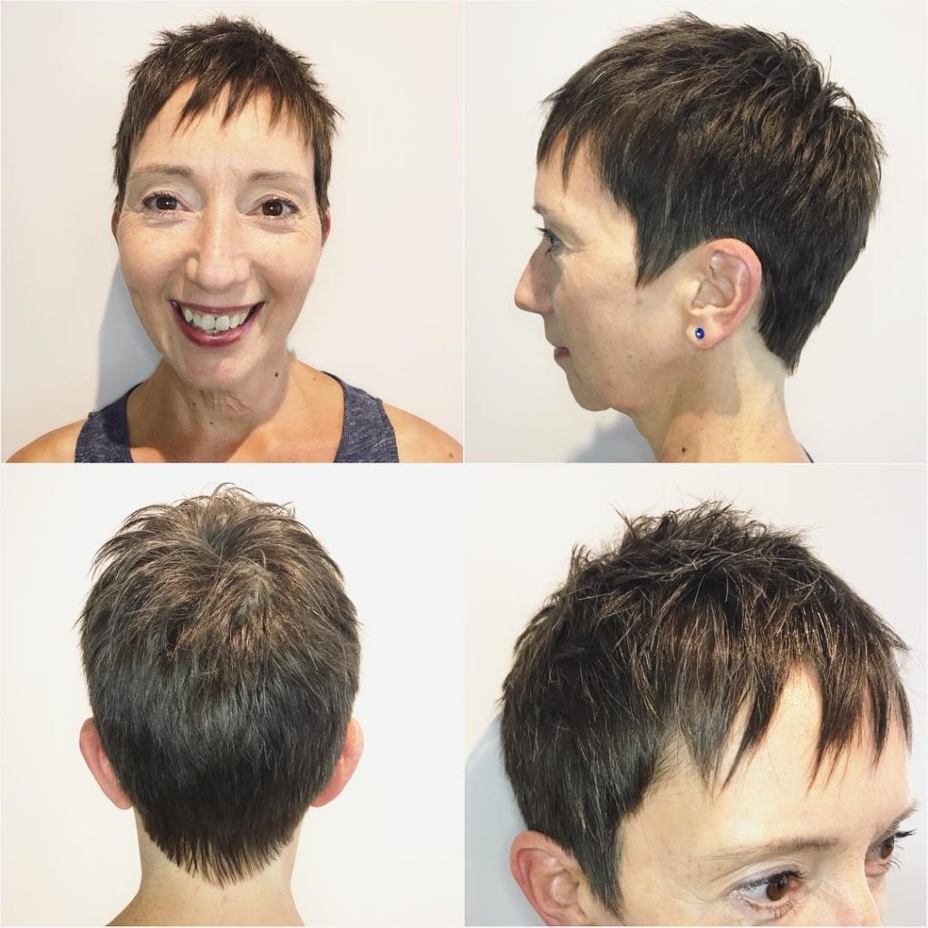 Short Brunette Pixie with Top Texture Extra Choppy Bangs