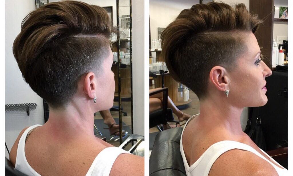 Chic Tapered Undercut with Side Part on Brunette Hair