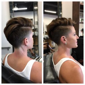 Chic Tapered Undercut with Side Part on Brunette Hair