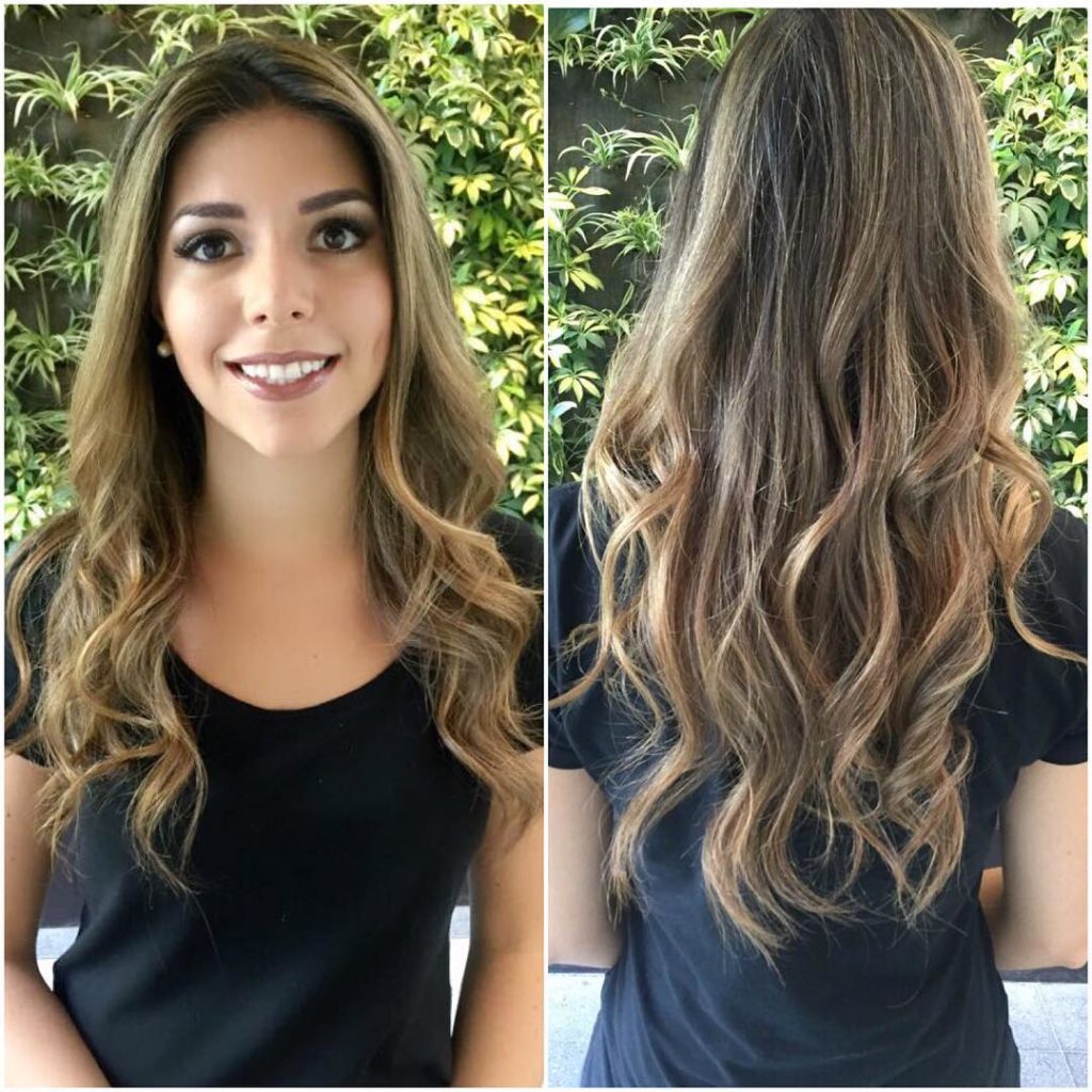 Longhair with Wavy Layers and Full Blonde Highlights on Brunette Hair