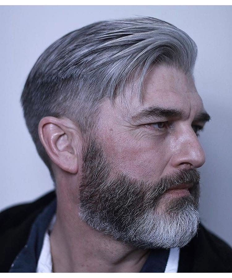 Regular Cut with Medium Textured Top Lengths and Tapered Sides on Silver  Hair with Beard - The Latest Hairstyles for Men and Women (2020) -  Hairstyleology