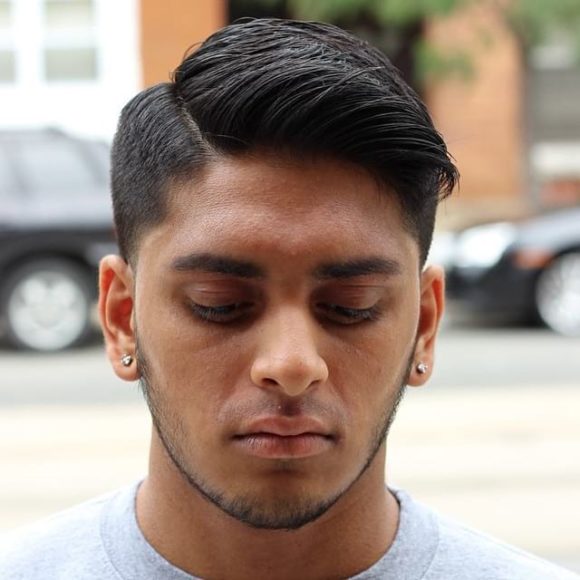 Regular Cut with Tapered Sides and Side Part on Dark Hair