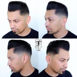 Slick Retro Pompadour with Drop Fade