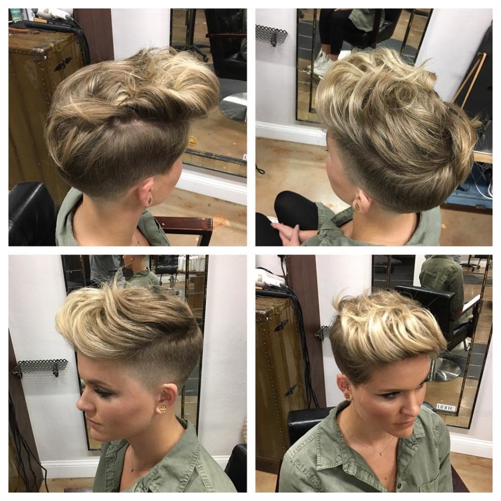 Edgy Blonde Undercut with Voluminous Brushed Back Texture and Shadow Roots  - The Latest Hairstyles for Men and Women (2020) - Hairstyleology