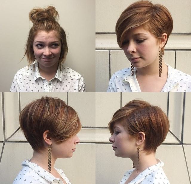 Polished Pixie with Full Side-Swept Bangs and Highlights