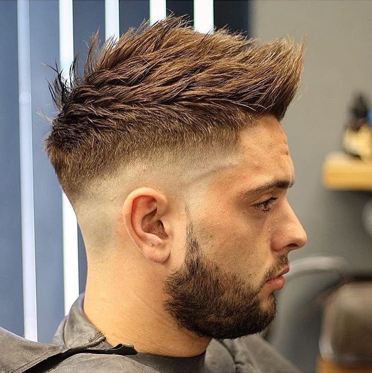 Spiky Textured Undercut with Faded Sides on Brown Hair