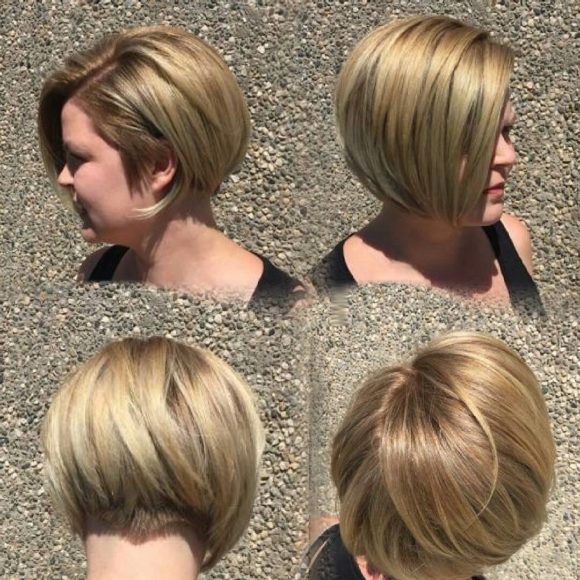 Blonde Short Sleek Undercut Bob