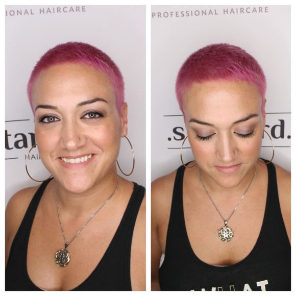 Bright Pink Buzz Cut Pixie
