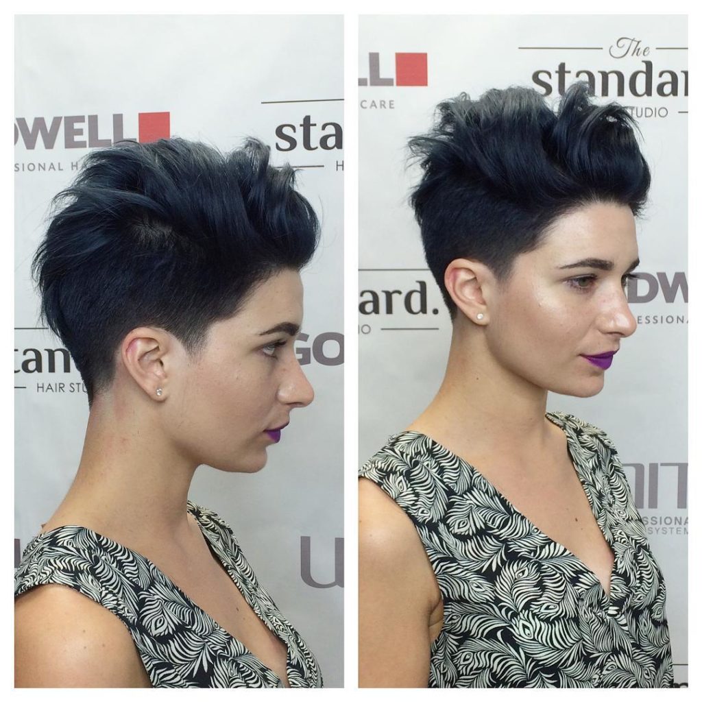 Sexy Black Ombre Pixie with Silver Tips and Messy Voluminous Top Lengths