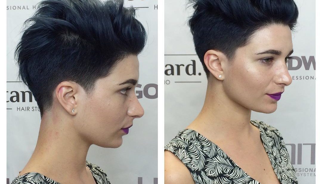 Sexy Black Ombre Pixie with Silver Tips and Messy Voluminous Top Lengths