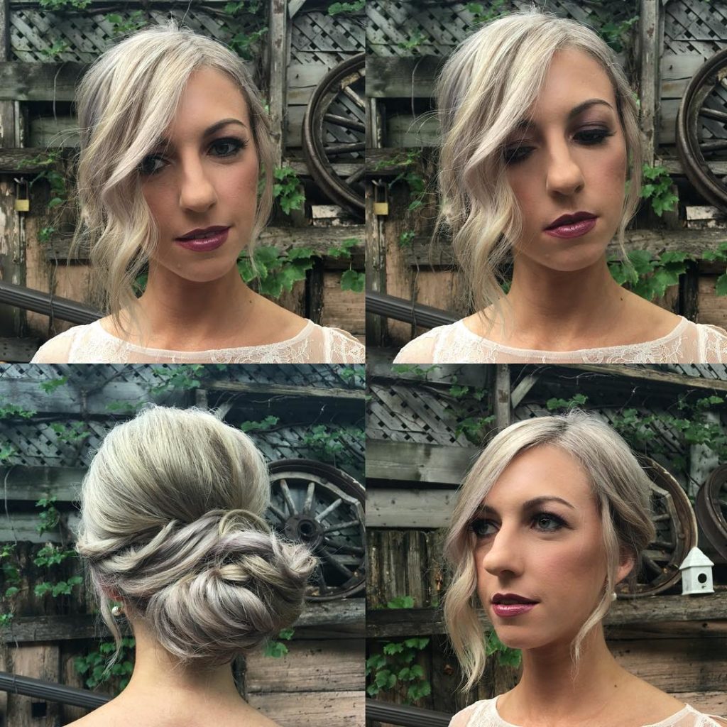 Loose Bun on Long Curled Blonde Hair