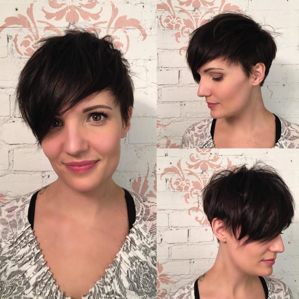 Dark Sexy Messy Pixie with Fringe Layers