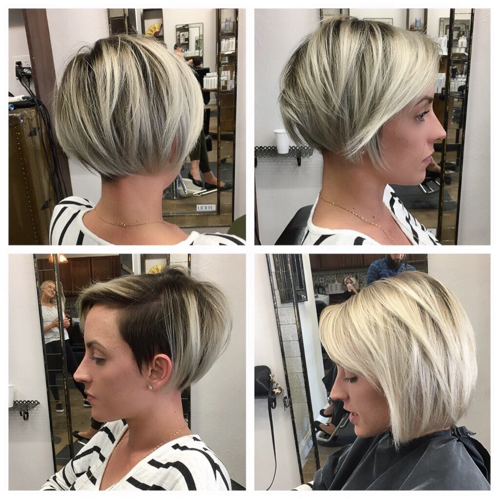 Sleek Undercut Pixie Bob with Blonde Balayage